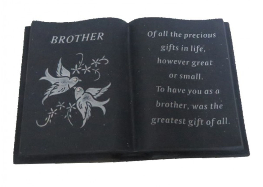 Brother Black Memorial Book Ornament Doves Garden Stone Memorial Plaque Grave eBay